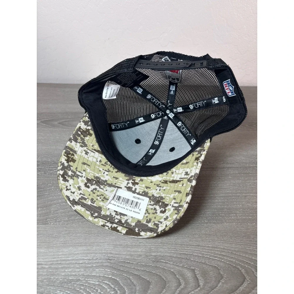 New Era Las Vegas Raiders 9FORTY Youth Salute to Service Camo Trucker Hat‎ Black